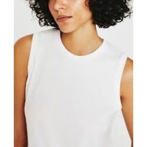 AG Adriano Goldschmied Muscle Tank Women XS White Excellent Cotton Curved Hem